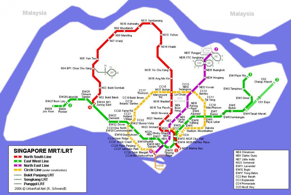 mrt stanicu Singapur mapu