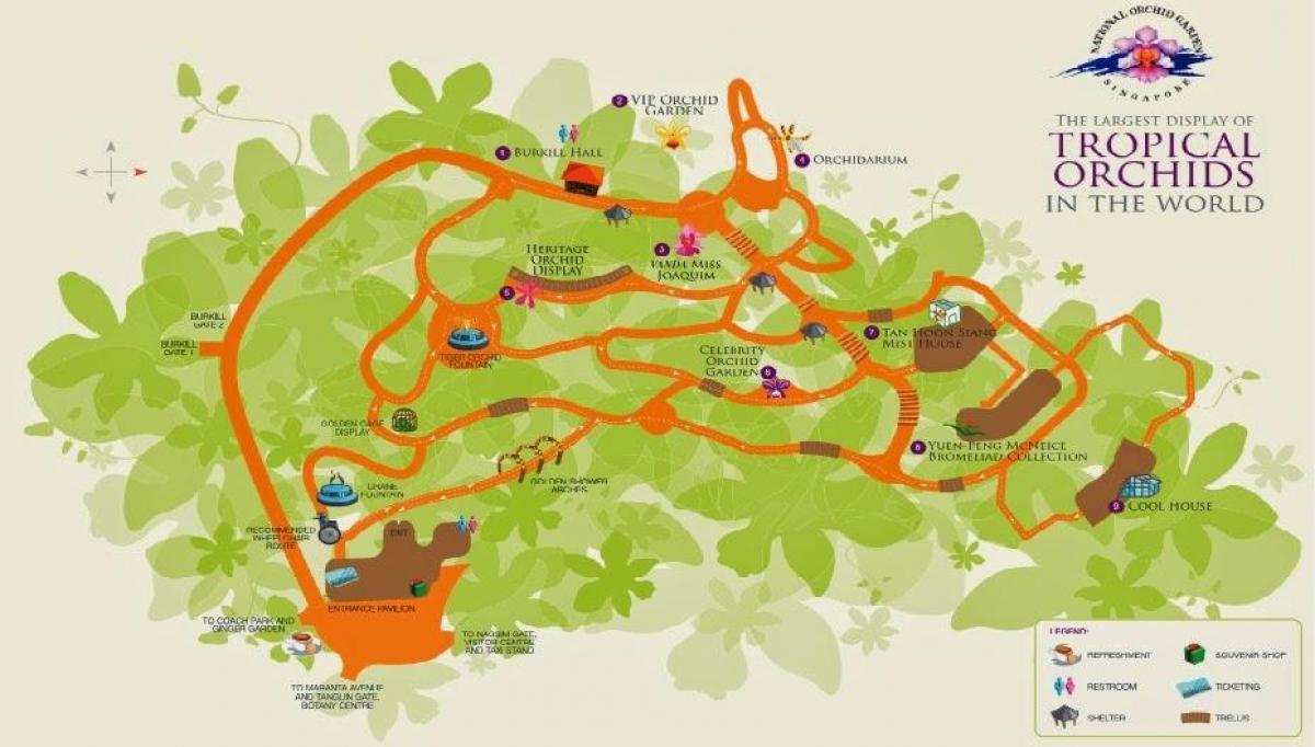 Singapur botaničkom vrtu mapu