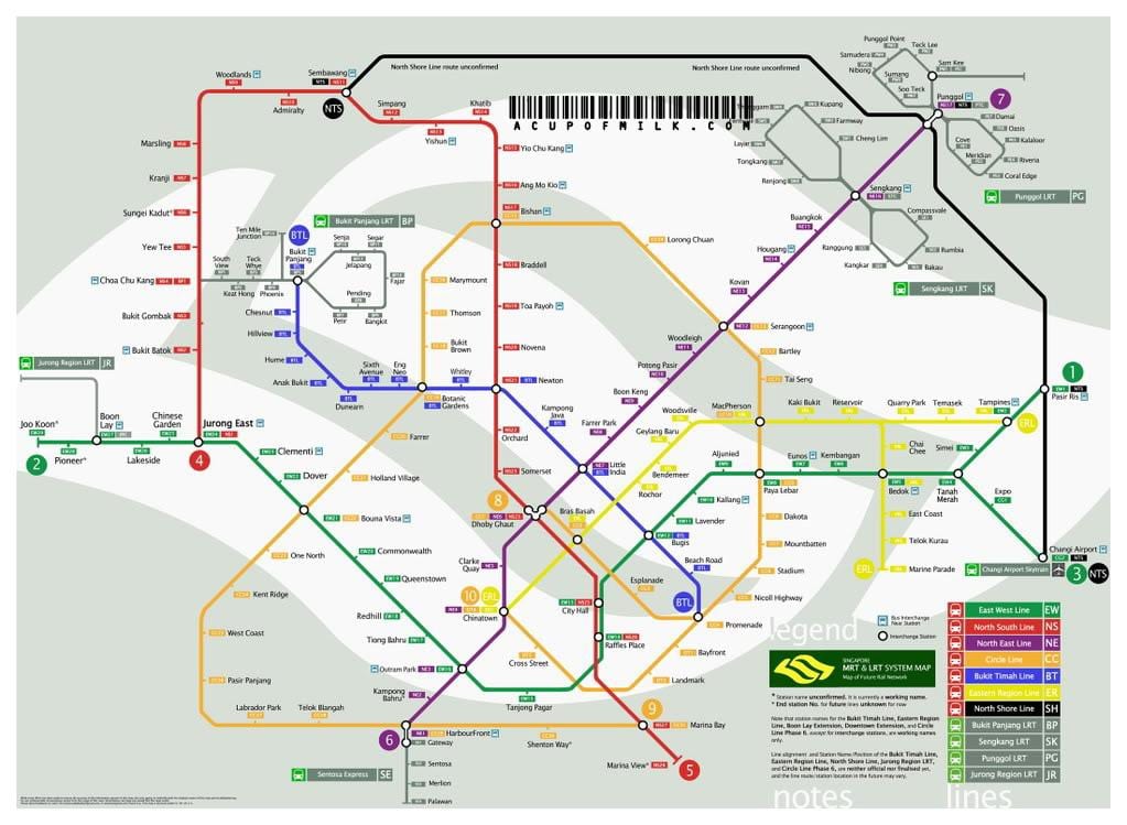 Singapur mrt liniju mapu