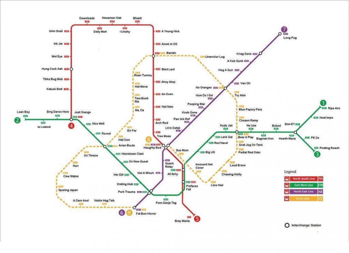 Singapur mrt stanicu mapu