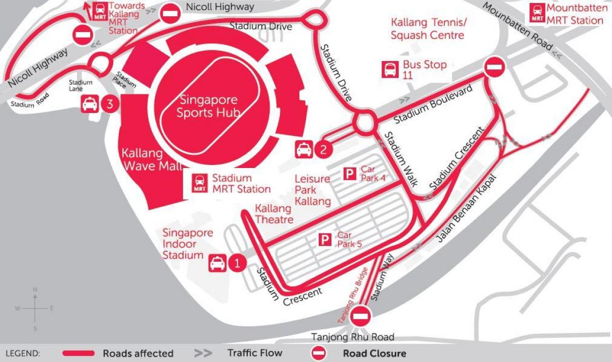 mapa Singapur sportski čvorište