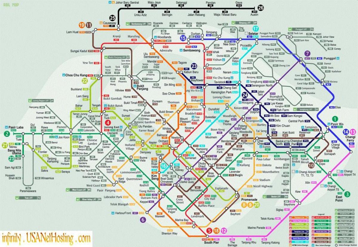 mapa Singapur transporta